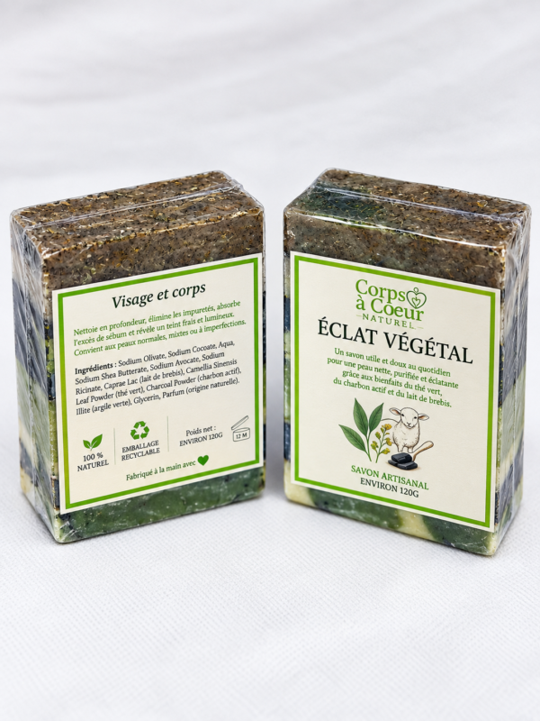 Savon Éclat Végétal artisanal emballé vue de dos