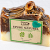 Savon Épure Naturel artisanal brun et crème avec étiquette, vue de face