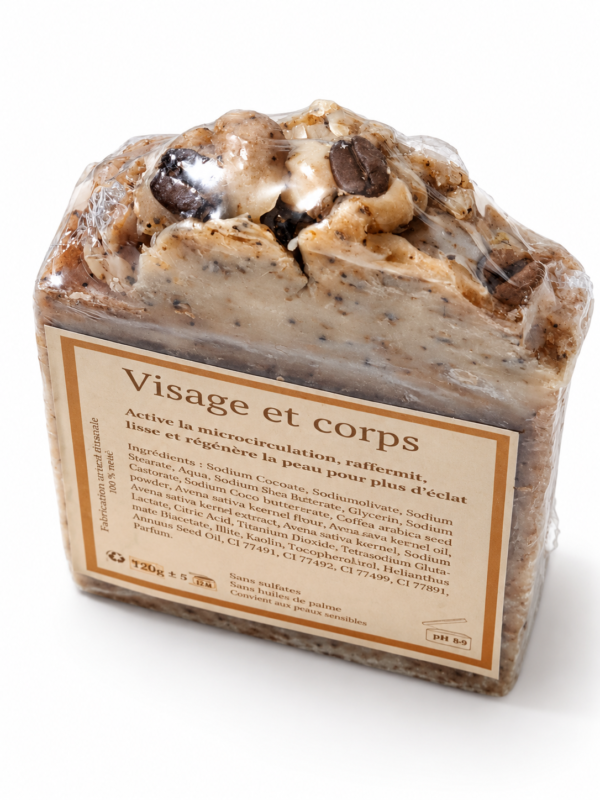 Savon Renaissance Café et Avoine artisanal, vue de derrièr