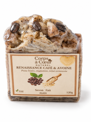 Savon Renaissance Café et Avoine artisanal, vue de face