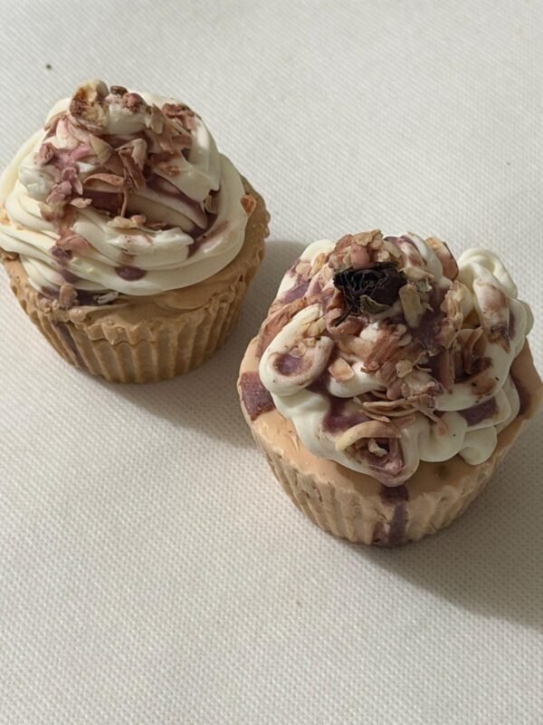 Savons Cupcake Rose de Soie artisanaux, deux présentations