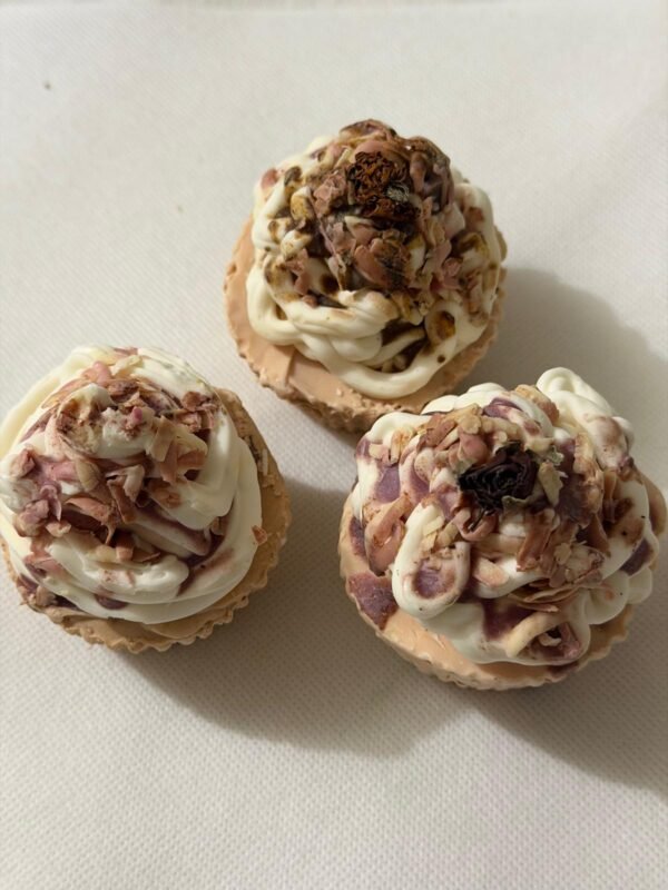 Savons Cupcake Rose de Soie artisanaux, trois présentations